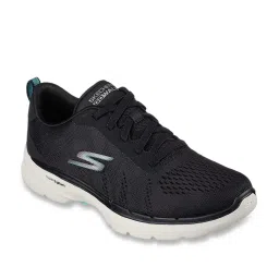 Skechers Women's GO WALK 6 Black Turquoise Walking Shoes image 2