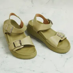 Ginger by Lifestyle Women's Green Ankle Strap Wedges-image-16