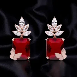 crash.club by CKC 925 Sterling Silver Rose Gold Red Jewel Drop Earrings for Women-picture-36