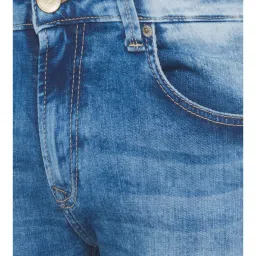 Spykar Mid Blue Cotton Slim Fit Distressed Jeans image 4