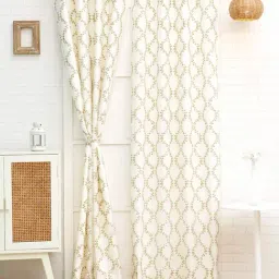 Ariana Floral Green Polyester 5 ft Window Curtain-picture-33