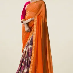 Saree Mall Orange Half & Half Saree-picture-33