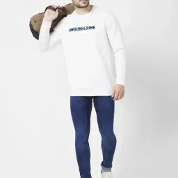 Spykar White Slim Fit Printed Sweatshirt image 5