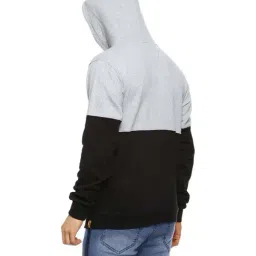 Campus Sutra Grey & Black Regular Fit Hooded Sweatshirt image 2