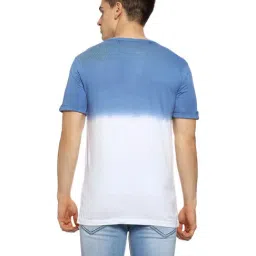 Campus Sutra Royal Blue & White Regular Fit Henley T-Shirt image 2