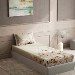 DDecor Beige Cotton 150 TC Single Size Bedsheet With Pillow Cover-picture-35