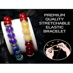 SKYZILLA Unisex Citrine & Pyrite Beaded Elasticated Bracelet image 2