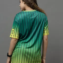 GO DEVIL Women Varsity Printed V-Neck Applique T-shirt image 5