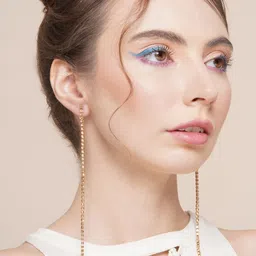 StyleCast Gold-Plated Cubic Zirconia Studded Contemporary Drop Earrings image 2