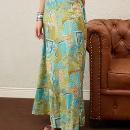 InWeave Window Printed Maxi A-Line Skirt image 3
