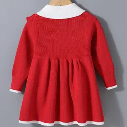 Kookie Kids Full Sleeves Winter Frock -Red image 2