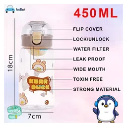 FunBlast Cartoon Design Water Bottle Brown  450 ML image 3
