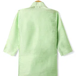 Ridokidz Full Sleeves Solid Kurta & Pyjama With Floral Printed Jacket Set - Pista image 3