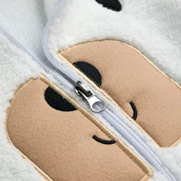 Kanvin Knit Full Sleeves WInter Wear Romper With Ear & Face Applique - White image 3