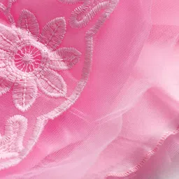 Babyhug 5 Layers Mesh Sleeveless Party Dress With Premium Lace Fabric & Sequins Detailing on Yoke and Bow - Pink image 3