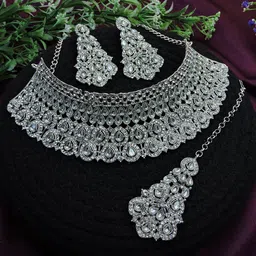 Anouk Rhodium-Plated Stone-Studded Jewellery Set-picture-27