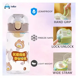 FunBlast Cartoon Design Water Bottle Brown  450 ML image 4