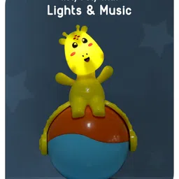 Babyhug Giraffe on Ball Musical Roly Poly Toy - Multicolor image 5