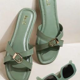 Inc.5 Women's Green Cross Strap Sandals-picture-39