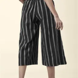 Akkriti by Pantaloons Black Cotton Striped Culottes image 2