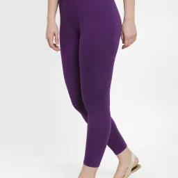 Gracit White & Purple Mid Rise Leggings - Pack Of 2 image 5