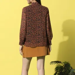 SELVIA Brown & Black Animal Print Top image 2