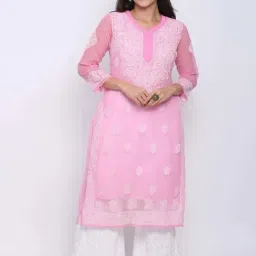 PARAMOUNT CHIKAN Baby Pink Embroidered Straight Kurta-picture-44