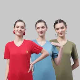 Vimal Jonney Red & Blue Cotton Sports T-Shirt - Pack Of 3-picture-36