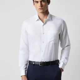 Van Heusen White Cotton Regular Fit Self Pattern Shirt-picture-30