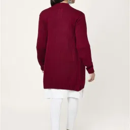 Rangmanch by Pantaloons Red Self Pattern Cardigan image 2