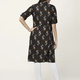 Rangmanch by Pantaloons Black Printed Straight Kurta image 2
