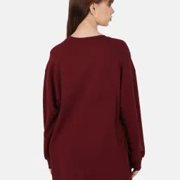 Bene Kleed Maroon Cotton Relaxed Fit Oversized Sweatshirt image 2