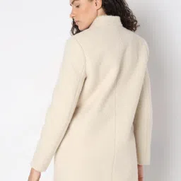 Vero Moda Beige Polyester Regular Fit Textured Coat image 2