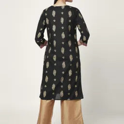 Rangmanch by Pantaloons Black Cotton Printed Straight Kurta image 2