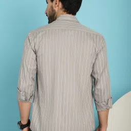 Indian Needle Grey Regular Fit Striped Shirt image 2