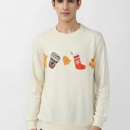 Forever 21 Cream Round Neck Sweatshirt image 1