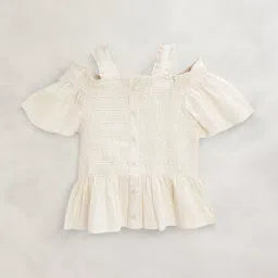 Cherry Crumble By Nitt Hyman Kids Cream Cotton Textured Top image 1