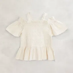 Cherry Crumble By Nitt Hyman Kids Cream Cotton Textured Top image 2