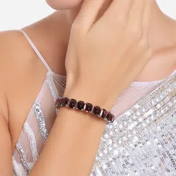 Zaveri Pearls Set of 2 Black & Wine Artificial Stones Embellished Bracelets Set-ZPFK16840 image 2