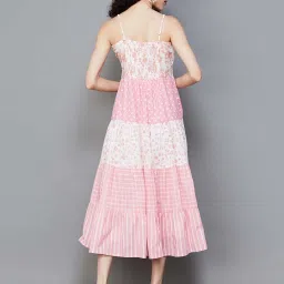 Colour Me by Melange Pink Cotton Printed A-Line Dress image 2