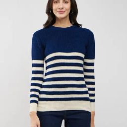 Fablestreet Navy Acrylic Regular Fit Sweater-picture-26