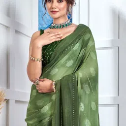 Saree Mall Green Woven Saree With Unstitched Blouse image 2