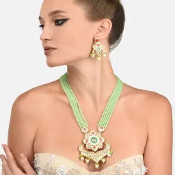 Zaveri Pearls Multicolor meenakari Multistrand crystal Necklace & Earring Set-ZPFK11540 image 2