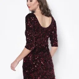 Sera Red Embellished A-Line Dress image 2