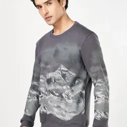 Urban Ranger By Pantaloons Grey Cotton Regular Fit Printed Sweatshirt image 3