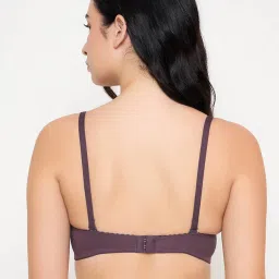 Clovia Purple Polyamide Solid Padded Full Cup Wire Free T-Shirt Bra image 2