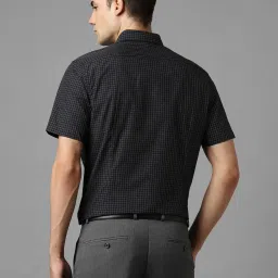 Louis Philippe Black Cotton Slim Fit Checks Shirt image 2