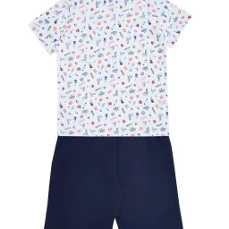 Pantaloons Junior White & Navy Printed T-Shirt with Shorts image 2
