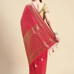 Mohey Rani Pink Silk Woven Saree With Unstitched Blouse image 2