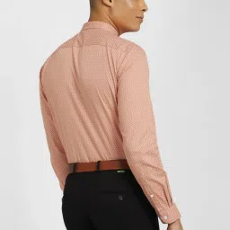 Allen Solly Peach Cotton Slim Fit Printed Shirt image 2
